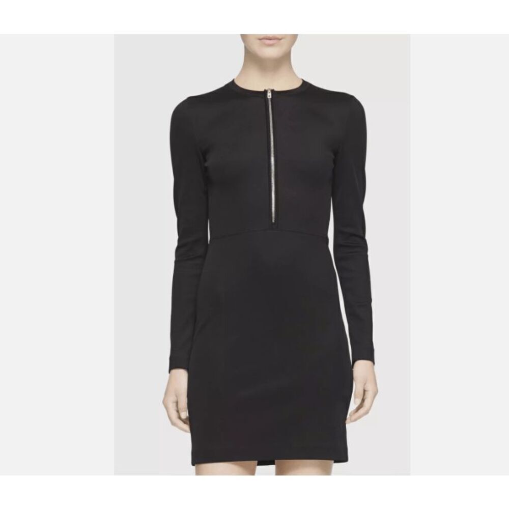 Rag & Bone Joyce Bodycon Mini Dress Black Zipper front Scuba stretch Size 0‎